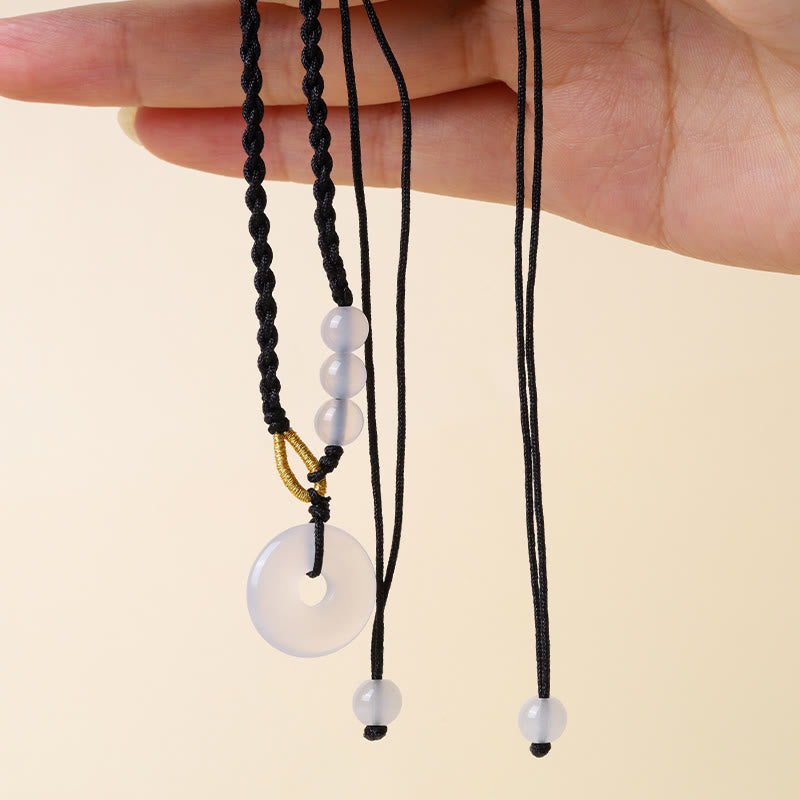 Buddha Stones Kwarc Truskawkowy Chalcedon Klamra Pokoju Naszyjnik Uzdrawiający Wisiorek