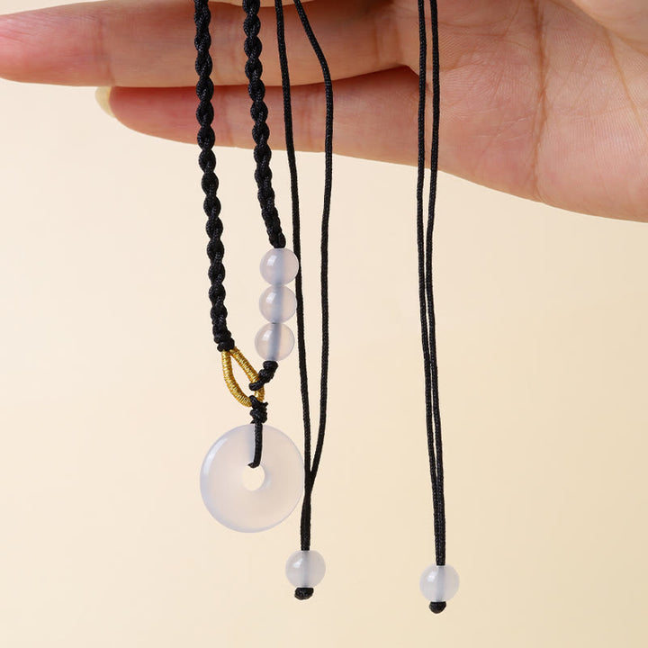 Buddha Stones Kwarc Truskawkowy Chalcedon Klamra Pokoju Naszyjnik Uzdrawiający Wisiorek