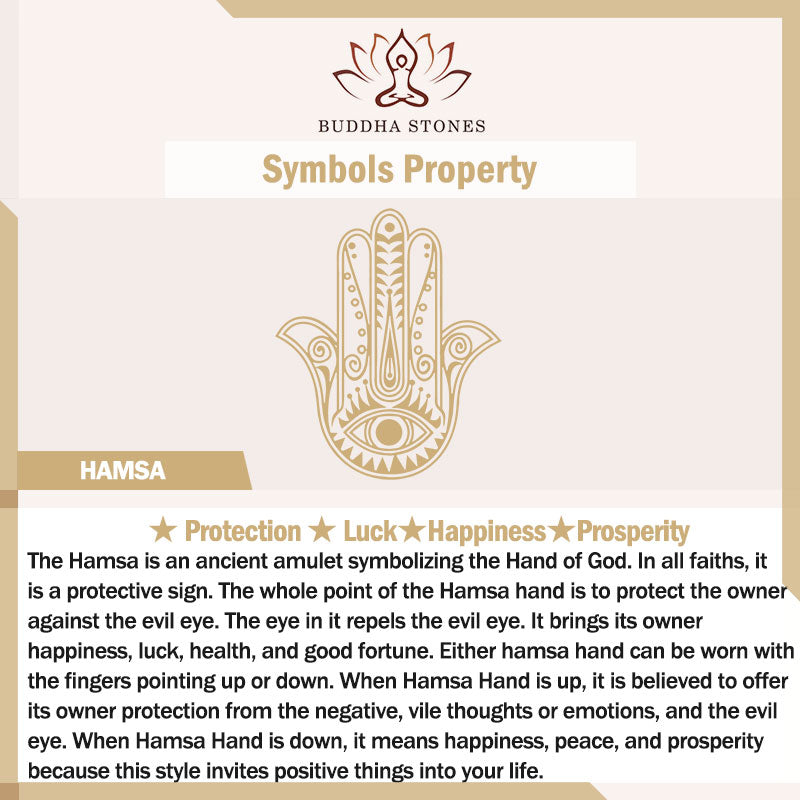 Bransoletka ze sznurka ochronnego z Buddha Stones , symbolem Hamsa, zapewniająca szczęście