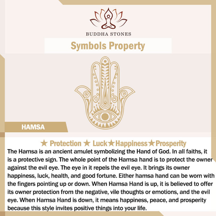Bransoletka ze sznurka ochronnego z Buddha Stones , symbolem Hamsa, zapewniająca szczęście