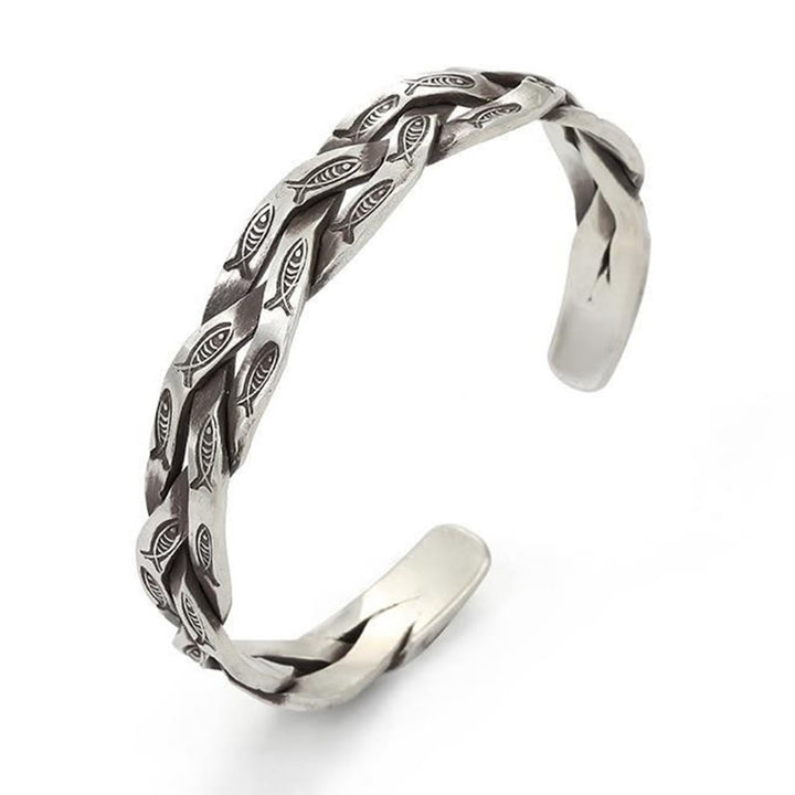 Buddha Stones Koi Ryba Skręcony Projekt Szczęście Bogactwo Mankiet Bransoletka Bangle