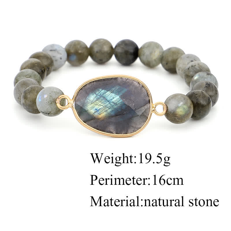 Buddha Stones Naturalny Labradoryt Moonstone Wsparcie Uzdrawiająca Bransoletka Koralikowa