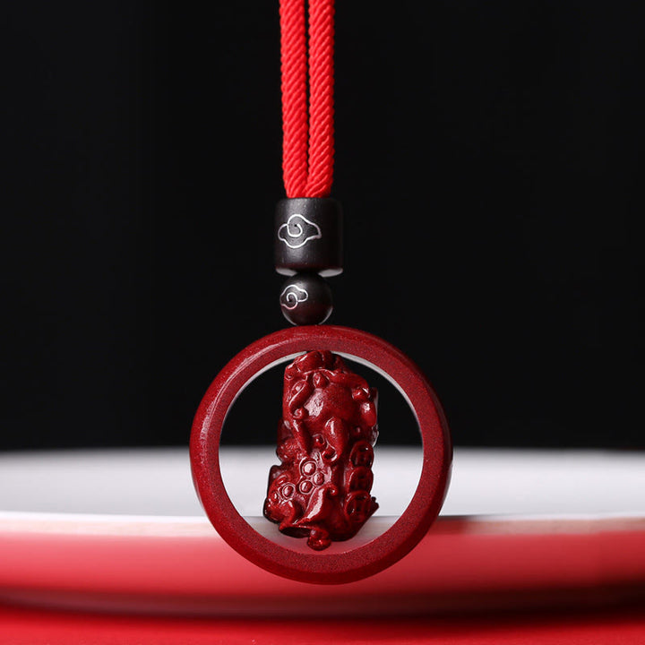 Buddha Stones Cynober Om Mani Padme Hum PiXiu Błogosławieństwo Szczęśliwy Koralik Naszyjnik Wisiorek - PiXiu - Czerwona lina - image 25
