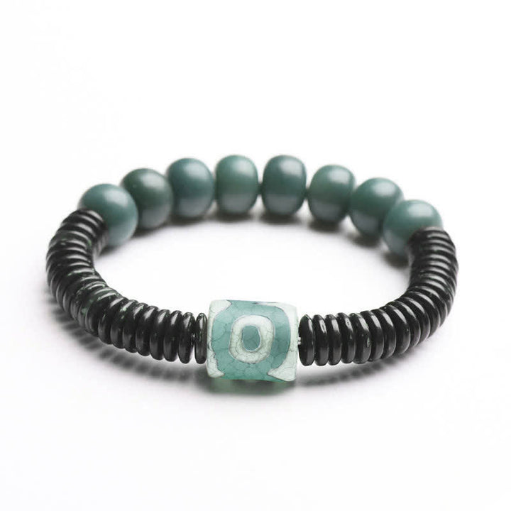 Tybetański Cyan Bodhi Seed Dzi Bead Bransoletka z łupin kokosa, która odstrasza złe duchy