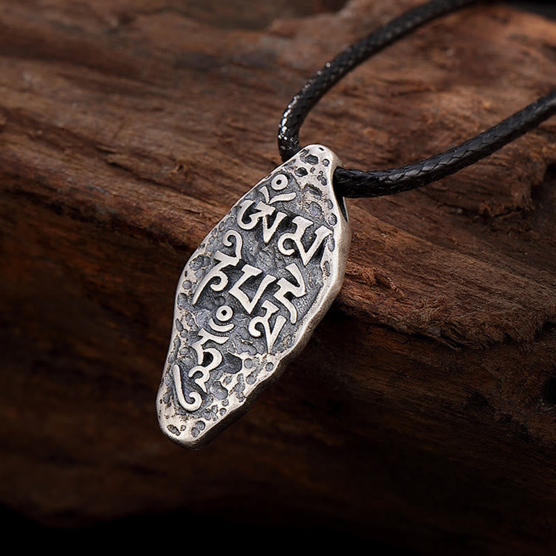 Buddha Stones Tybetańskie 925 Srebro Sterlingowe Om Mani Padme Hum Dorje Vajra Grawerowany Naszyjnik Siła Wisiorek - Om Mani Padme Hum(Miłość♥Skupienie) - image 1