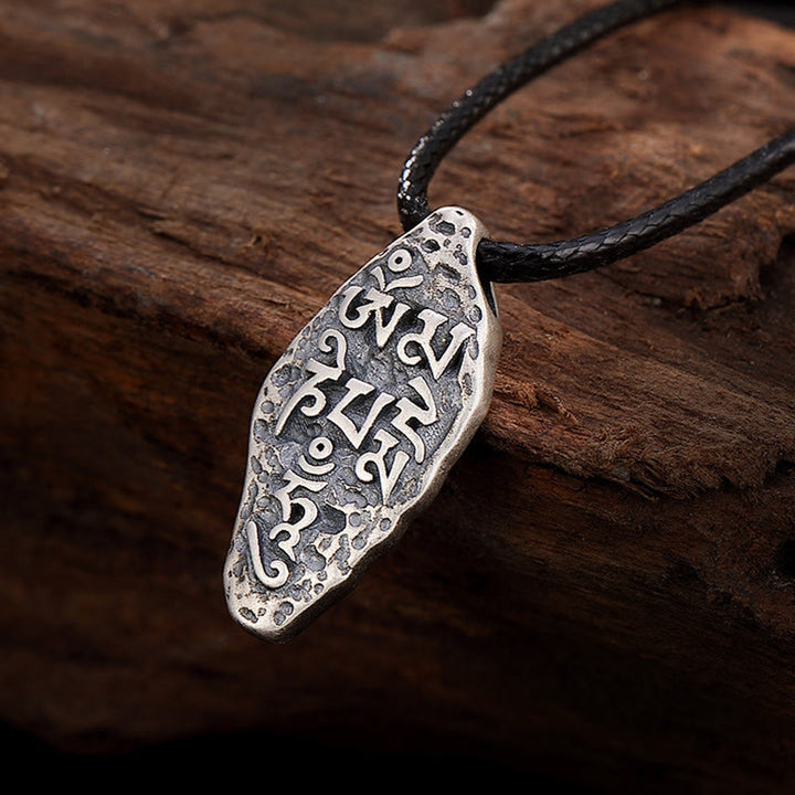 Buddha Stones Tybetańskie 925 Srebro Sterlingowe Om Mani Padme Hum Dorje Vajra Grawerowany Naszyjnik Siła Wisiorek - Om Mani Padme Hum(Miłość♥Skupienie) - image 1