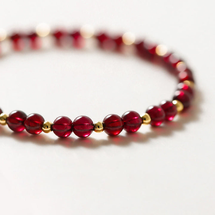 Bransoletka Buddha Stones 14K Gold Natural Granat Cinnabar Flower Calm - image 6