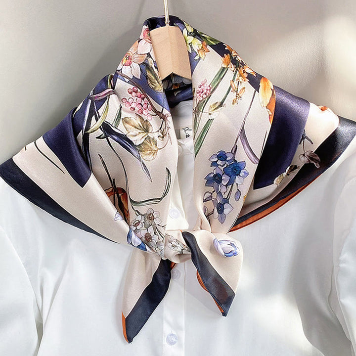 Buddha Stones Scena pasterska Balon na gorące powietrze Wiosenne kwiaty 100% jedwabiu morwowego Chusta na szyję - image 30