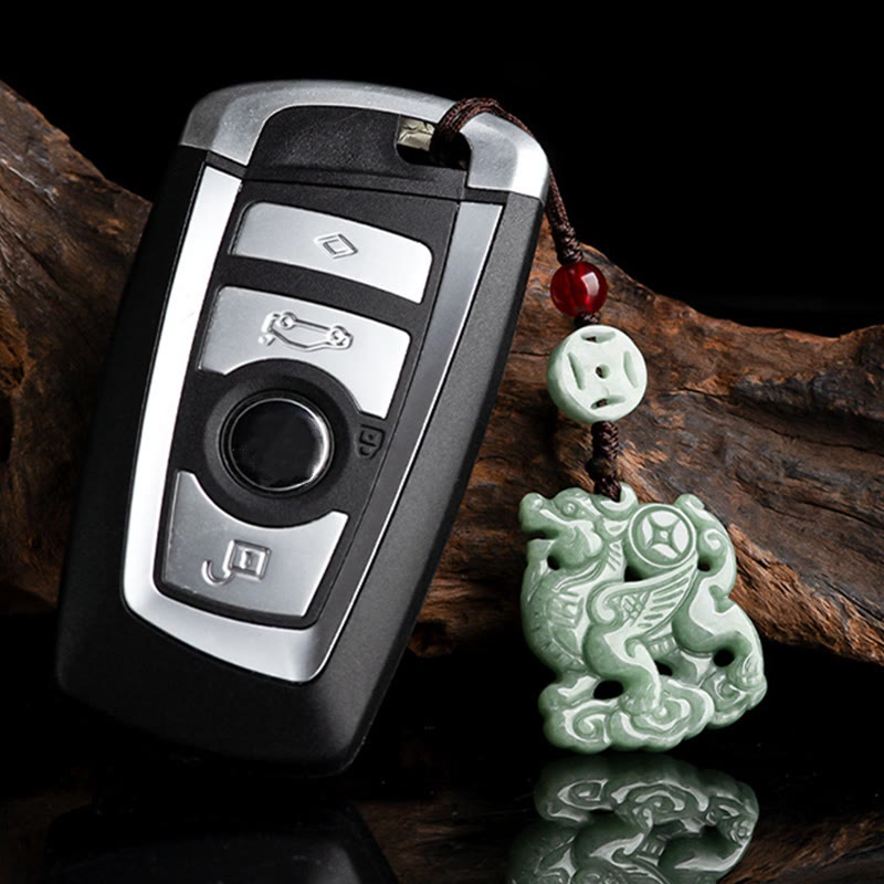 Buddha Stones Naturalny Jade Kirin Dobrobyt Telefon Wiszący Dekoracja