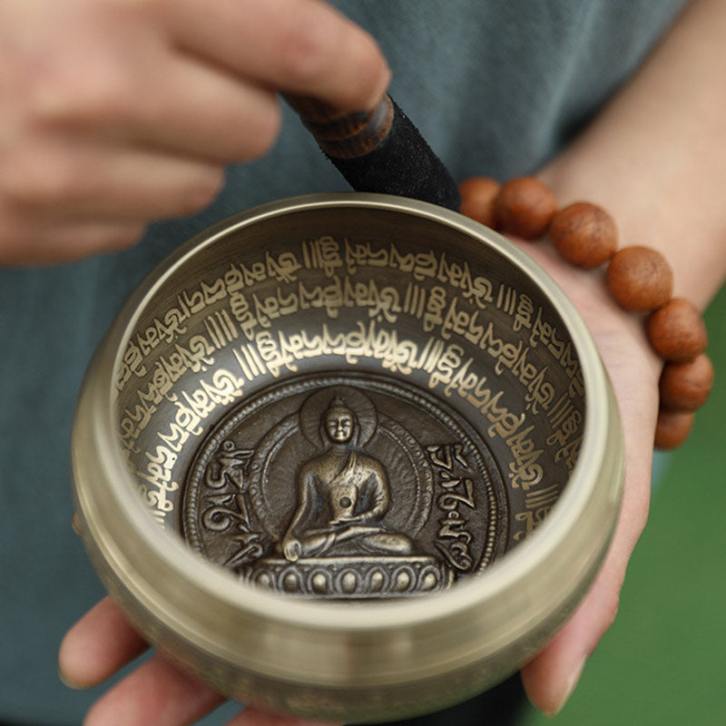 Buddha Stones Tybetańskie ręcznie robione do skupienia i medytacji Spokojny zestaw mis śpiewających - image 7