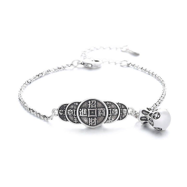 Buddha Stones Miedziana Moneta Worek Pieniędzy Bransoletka Bogactwo