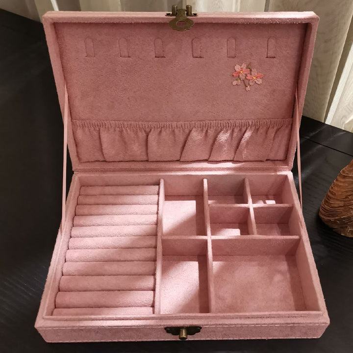 Buddha Stones Kwiaty Ważka Pudełko Organizator Biżuterii Jednowarstwowe Pudełko Do Przechowywania Biżuterii Flanelowe Pudełko