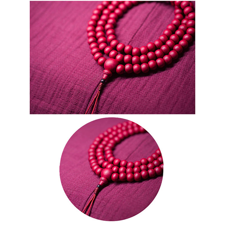 Buddha Stones 108 Mala Beads Naturalna Abelia Biflora Drewniana Bransoletka Ochronna