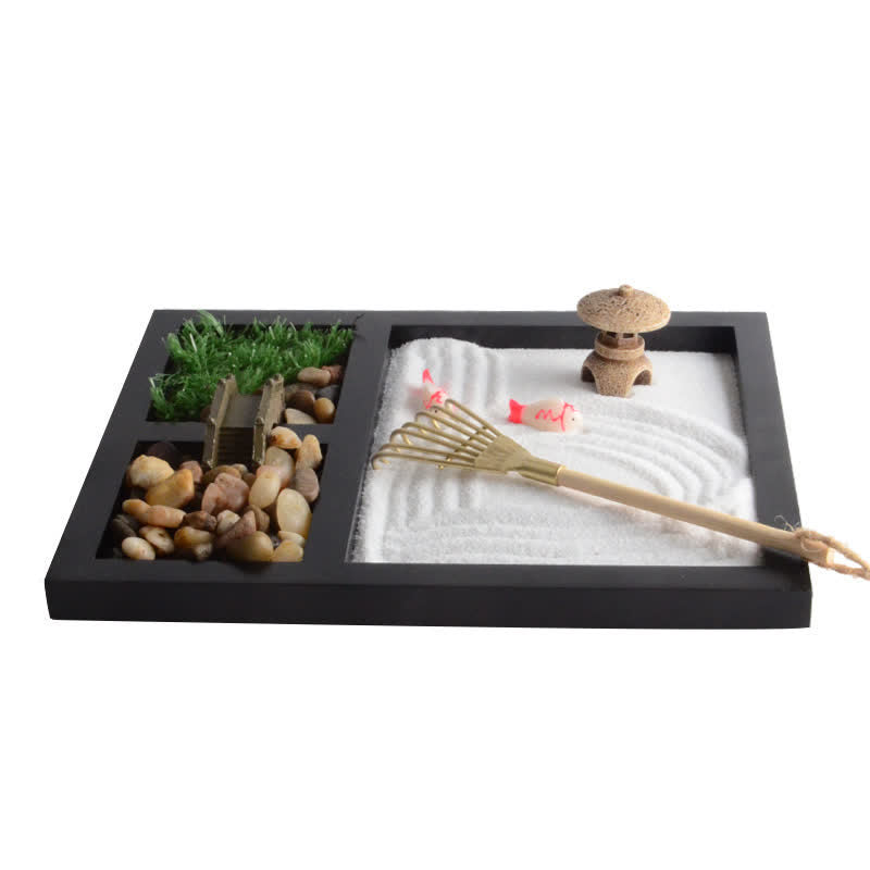 Buddha Stones Koi Mały Most Spokój Medytacja Ogród Zen Dekoracja