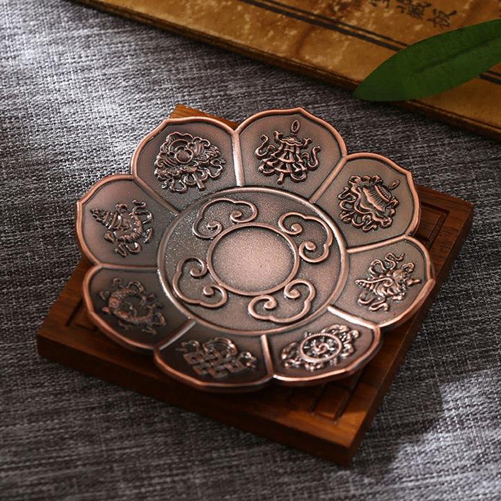 Buddha Stones Lotos Smok Feniks Osiem Pomyślnych Symboli Stop Cynkowy Uchwyt Na Kadzidełka Uzdrawiający Kadzielnica Dekoracja - Osiem pomyślnych symboli brązowych (bez otworu na kadzidło) - image 12