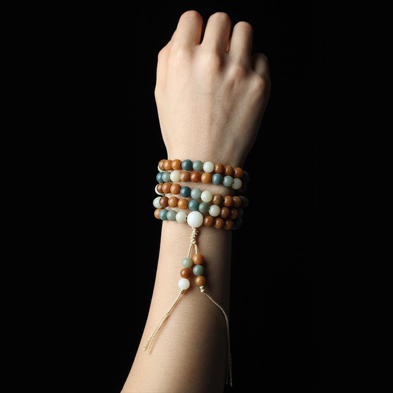 Buddha Stones Bransoletka z harmonijnego naszyjnika Bodhi Seed Mala Wisdom