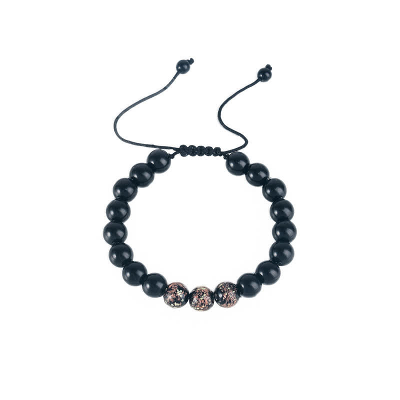 Bransoletka Buddha Stones Black Obsidian Luminous Glowstone Strength