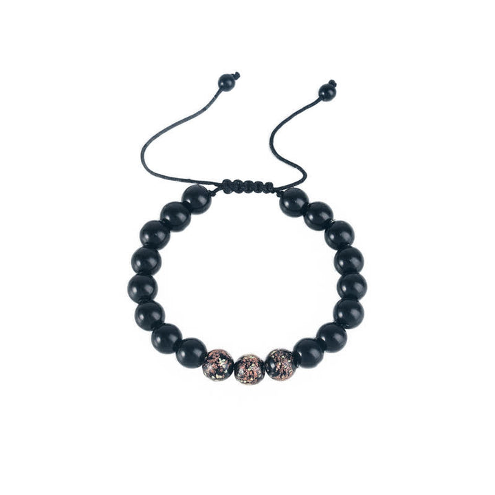 Bransoletka Buddha Stones Black Obsidian Luminous Glowstone Strength