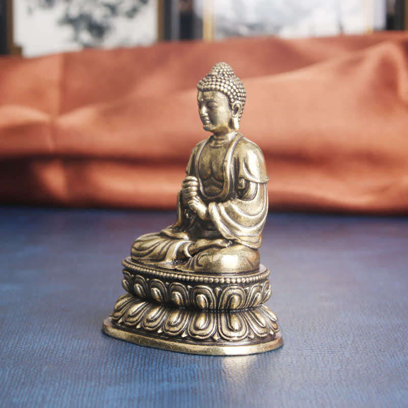 Tathagata Buddha Spokój Miedziana Statuetka Dekoracja - image 4