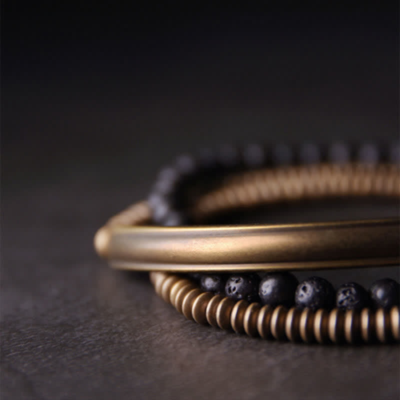 Bransoletka z Buddha Stones Vintage Lava Rock Copper Support