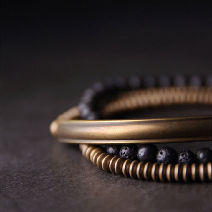 Bransoletka z Buddha Stones Vintage Lava Rock Copper Support