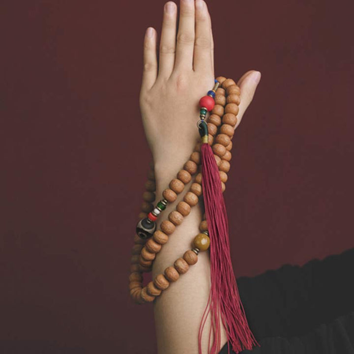 Buddha Stones 108 Mala Koraliki Bodhi Nasiona Dzi Koraliki Bransoletka z frędzlami Pokoju