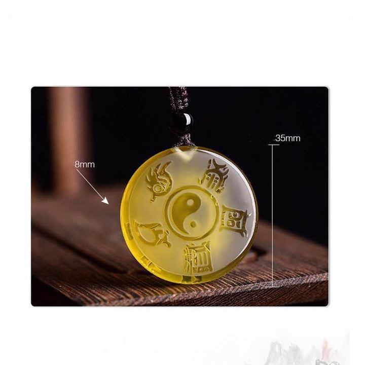 Buddha Stones Taoizm Pięć Świętych Gór Symbol Yin Yang Liuli Kryształ Równowaga Naszyjnik Wisiorek Brelok