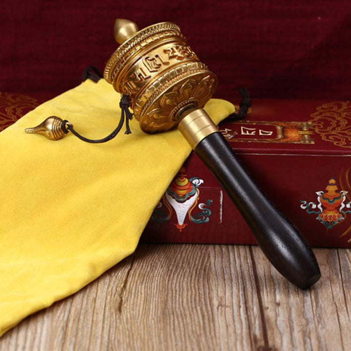Tybetański Koło Modlitewne Sześć Prawdziwych Słów Miedziana Dekoracja Medytacyjna - image 2