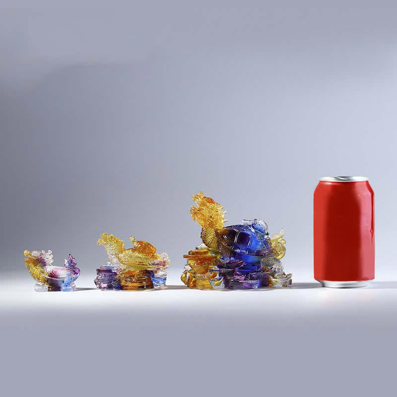 Buddha Stones Feng Shui Smok Żółw Monety Ręcznie Robione Kryształowe Szczęście Liuli Sztuka Dekoracja Domu Biuro - image 20