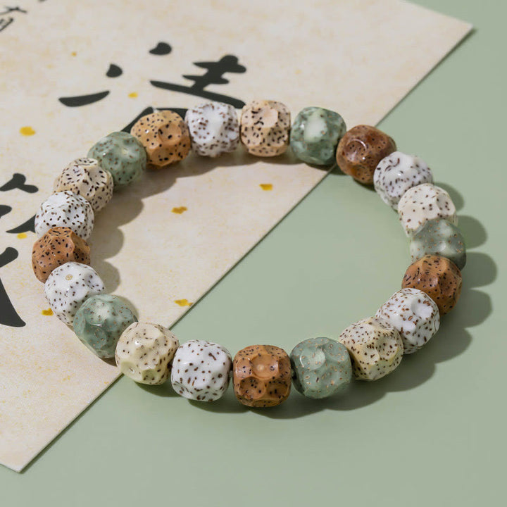 Buddha Stones Naturalne Kolorowe Nasiona Bodhi Bransoletka Pomyślności Bogactwa