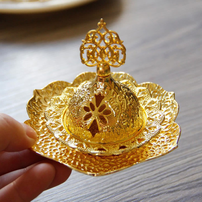 Podkładka pod kadzidło ze złotego liścia, duchowa, miniaturowa, stopowa, metalowa