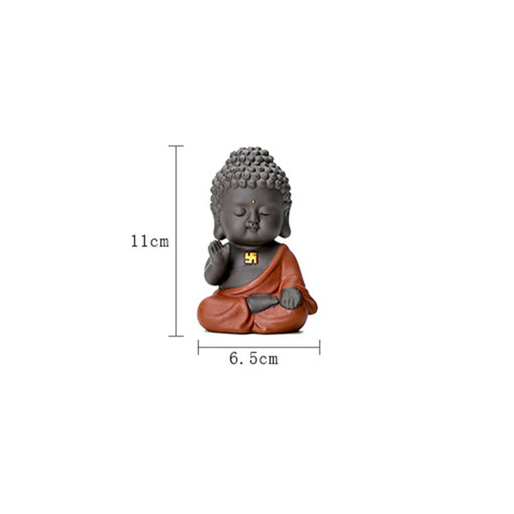 Buddha Stones Mały Budda Spokój Fioletowa Glina Dekoracja Biurka Domowego