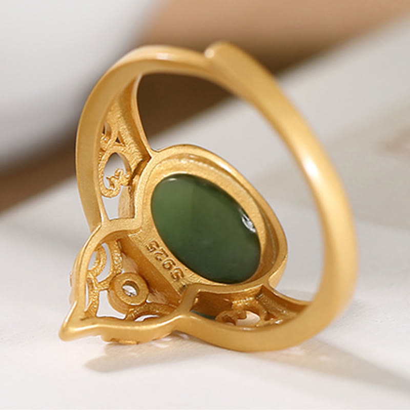 Buddha Stones Tykwa Cyjan Jade Miedź Moneta Sukces Szczęście Regulowany Pierścień