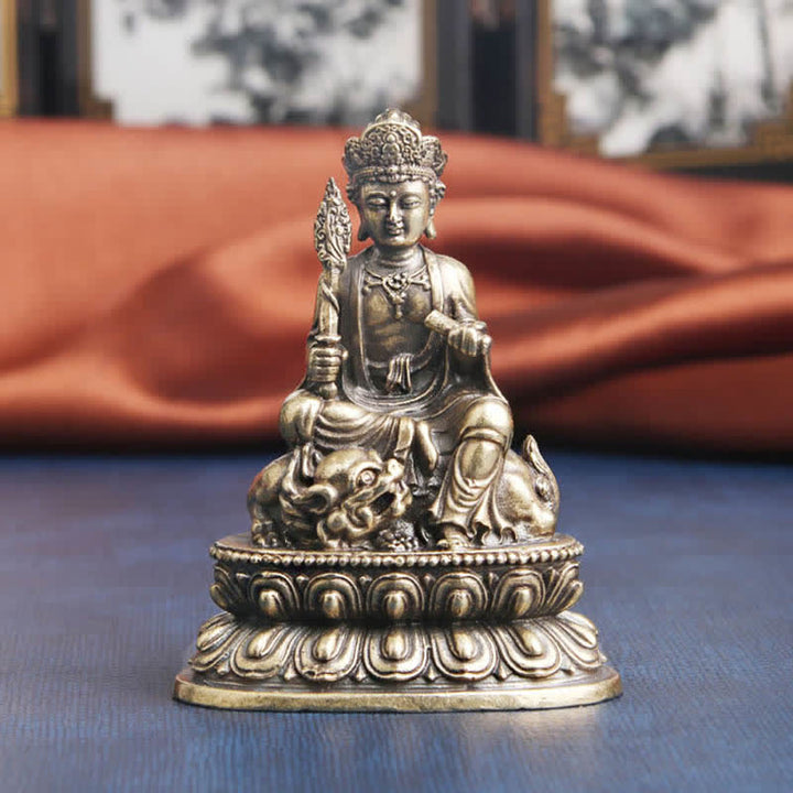 Buddha Stones Mandziusri Bodhisattwa Spokój Miedziana Statuetka Dekoracja - image 2