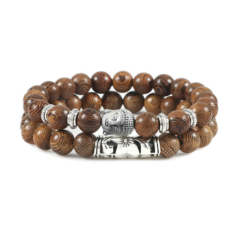 Buddha Stones 2szt. Naturalny kryształ Agat Budda Bransoletka ochronna