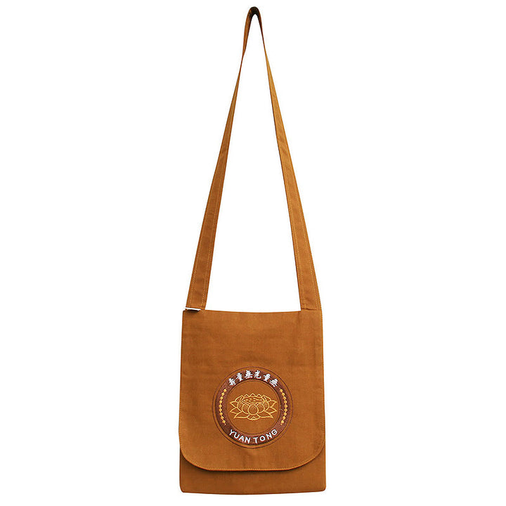 Lotos haftowana torba na ramię z bawełny Spiritual Mind Practice Crossbody Bag