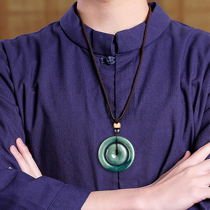 Buddha Stones Naturalne Okrągłe Jadeitowe Klamra Pokoju Szczęście Dobrobyt Naszyjnik Wisiorek