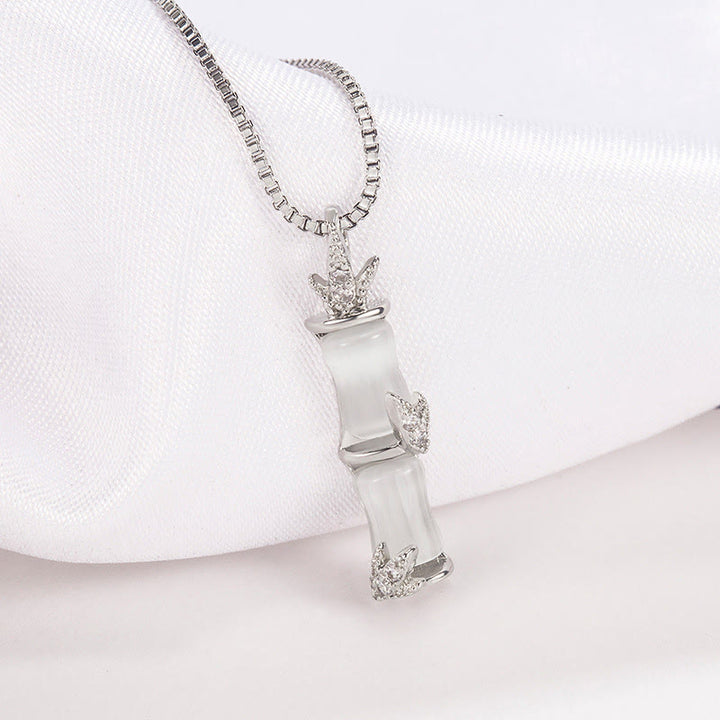 Buddha Stones Chalcedon Bambus Wzór Harmony Naszyjnik Wisiorek