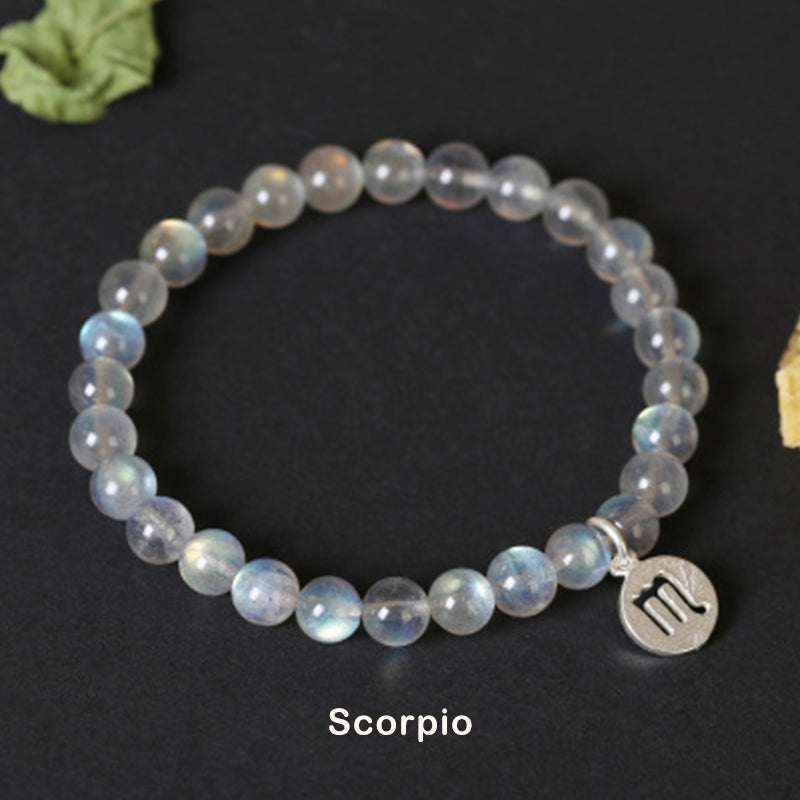 12 konstelacji zodiaku, bransoletka z kamienia księżycowego