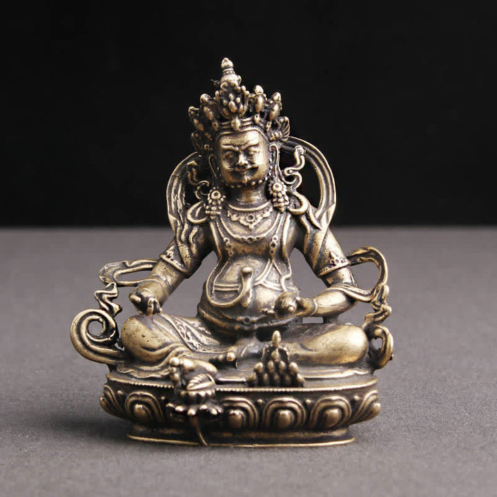 Buddha Stones Żółta Jambhala Figurka Bodhisattwy Spokój Miedziana Statua Dekoracja