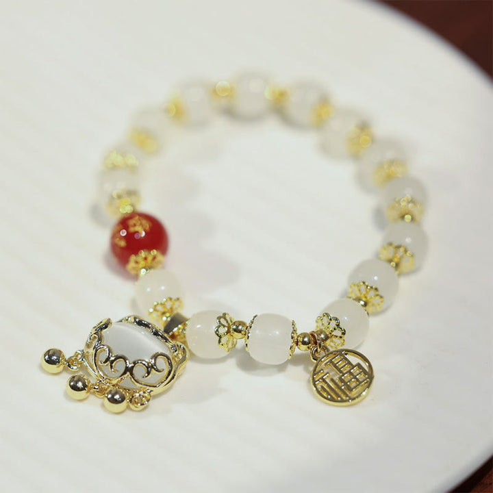 Buddha Stones Wiatrak Chiński Zamek Charm Fu Znak Błogosławieństwo Bransoletka