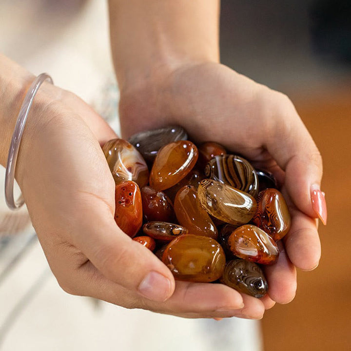 Buddha Stones Losowy Kamień Sardonyx Pozytywny Brelok
