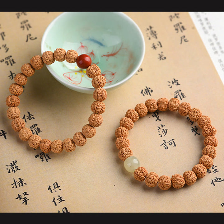 Buddha Stones Tybet Rudraksha Bodhi Seed Bransoletka Bogactwa Pomyślności