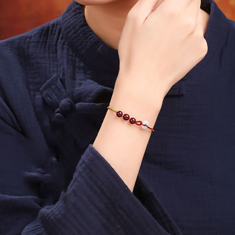 Bransoletka z zapięciem Peace Buckle z Buddha Stones Natural Cinnabar Jade