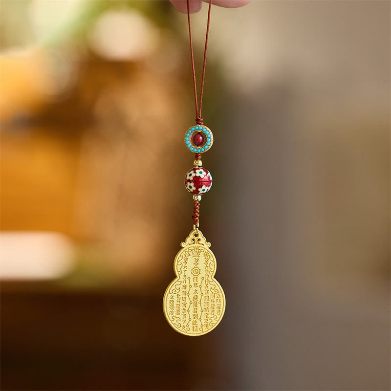 Buddha Stones Wu Lou Gourd Fu Charakter Tai Sui Amulet Fortune Telefon Wiszący Dekoracja Brelok
