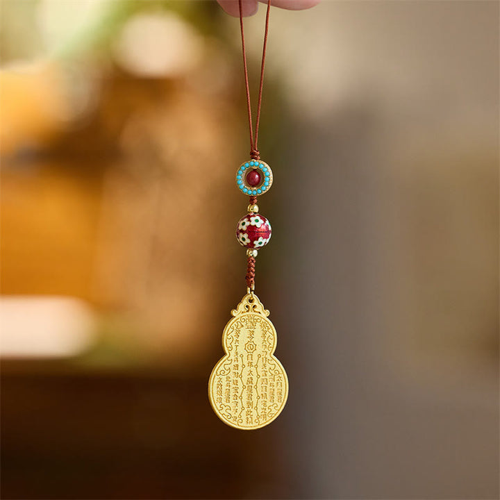 Buddha Stones Wu Lou Gourd Fu Charakter Tai Sui Amulet Fortune Telefon Wiszący Dekoracja Brelok