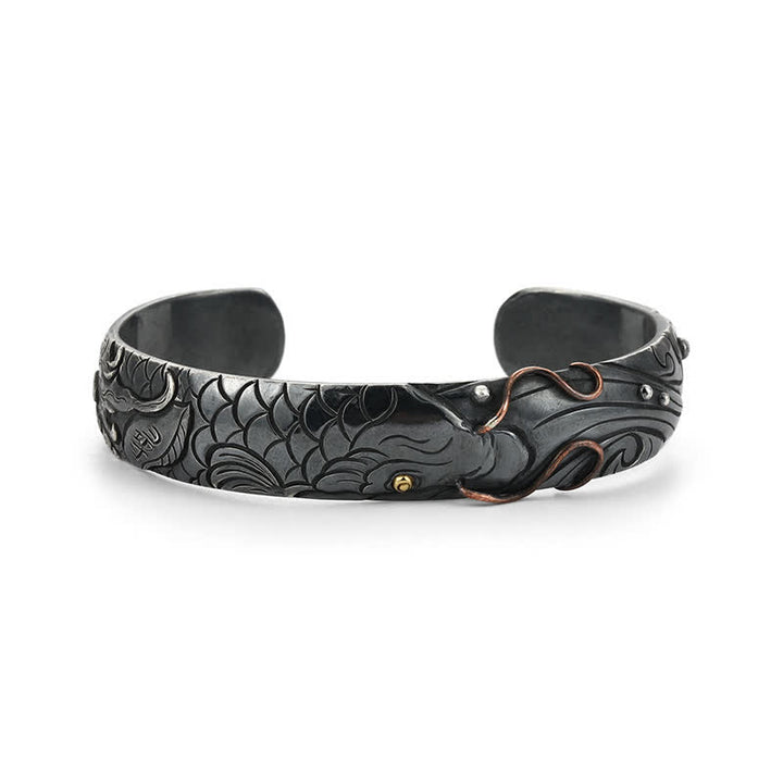 Buddha Stones 999 Srebro Sterling 990 Złoto Ryba Koi Szczęście Bogactwo Sukces Bransoletka Bangle