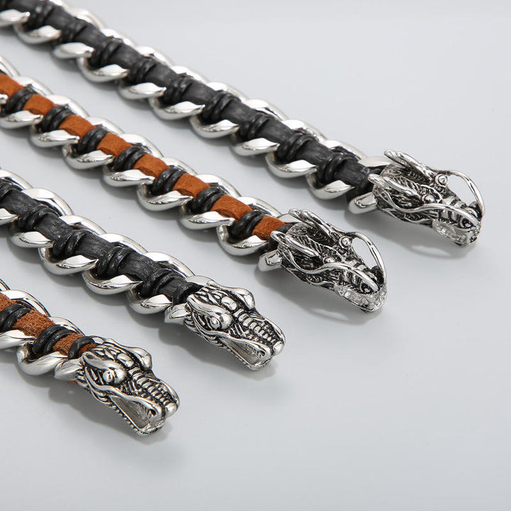 Bransoletka pleciona ze stali tytanowej Dragon Leather Protection Luck