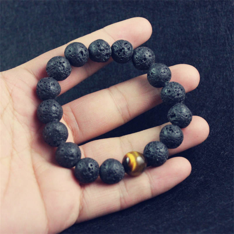 Bransoletka uzdrawiająca z Buddha Stones, kamieniami lawowymi i kamieniami tygrysiego oka