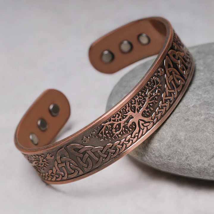 Buddha Stones Szczęśliwe Drzewo Życia Równowaga Magnetyczna Regulowana Bransoletka Mankietowa Bangle